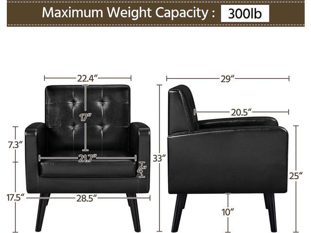 Yaheetech Mid-Century Accent Chairs, PU Leather Modern Upholstered Living Room Chair, Cozy Armchair Button Tufted Back and Wood Legs for...