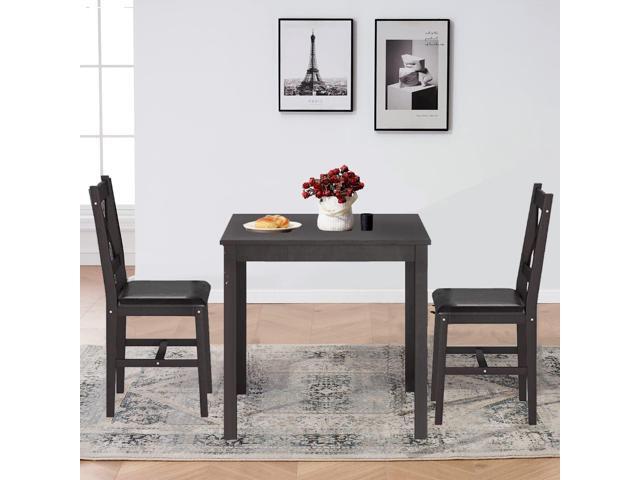 3-Piece Solid Wood Kitchen Table Set for 2 Pine Dining Table with Upholstered Chairs Space-Saving Design Smooth Easy-to-Clean Surface for...