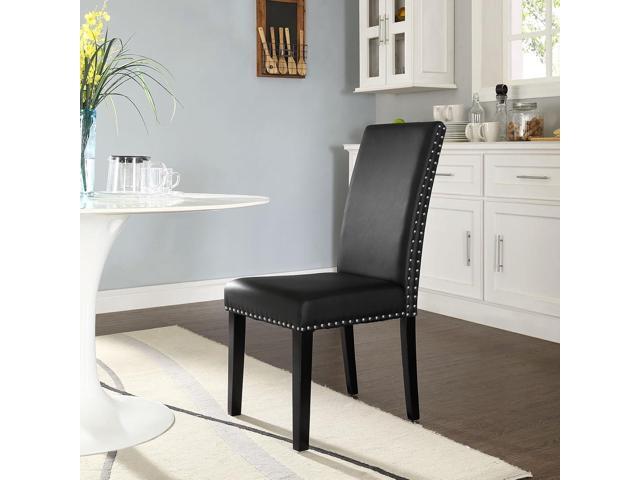 Modway Parcel Faux Leather Upholstered Parsons Dining Side Chair in Black