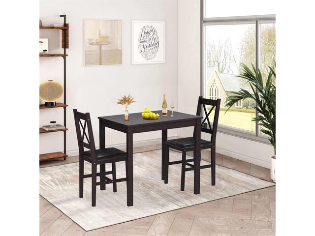 3-Piece Solid Wood Kitchen Table Set for 2 Pine Dining Table with Upholstered Chairs Space-Saving Design Smooth Easy-to-Clean Surface for...