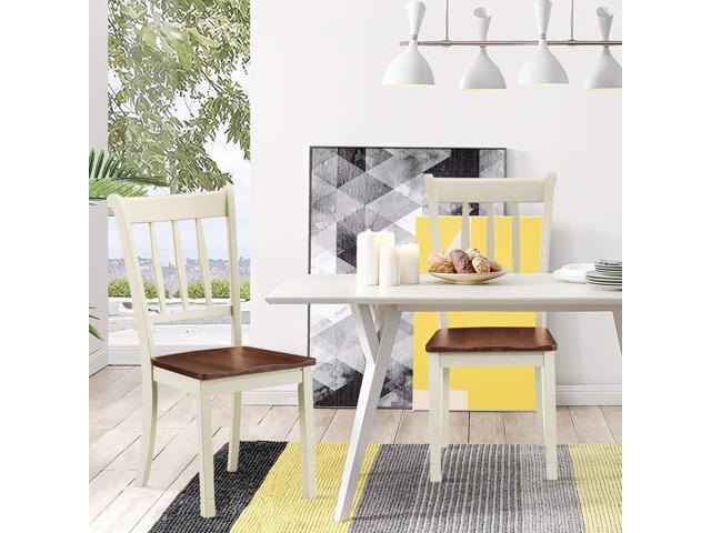 Giantex Wood Dining Chairs Set of 2, Armless Kitchen Chairs w/Solid Rubber Wood Frame, Easy to Assemble Dining Side Chair, Farmhouse Dining Room...