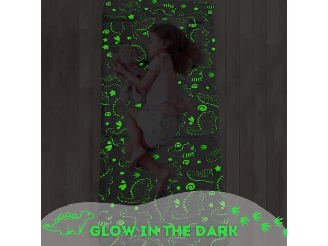 MeMoreCool Kids Floor Mattress Glow in The Dark, Convertible Sofa Couch, Folding Futon Chair Bed Sleeper for Baby Playroom (Glowing Dinosaur)