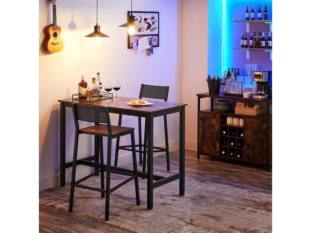 VASAGLE Bar Stools, Set of 2 Bar Chairs, Tall Bar Stools with Backrest, Industrial in Party Room, Rustic Brown and Black ULBC070B01