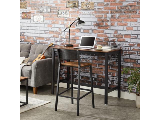VASAGLE Bar Stools, Set of 2 Bar Chairs, Tall Bar Stools with Backrest, Industrial in Party Room, Rustic Brown and Black ULBC070B01