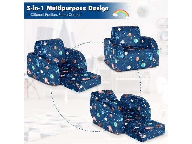 Costzon Kids Couch, 3 in 1 Convertible Flip Open Children's Sofa w/Foam-Padded Seat, Toddler Armrest Chair Bed for Nap Play Sleep, Fold Out Lounger...