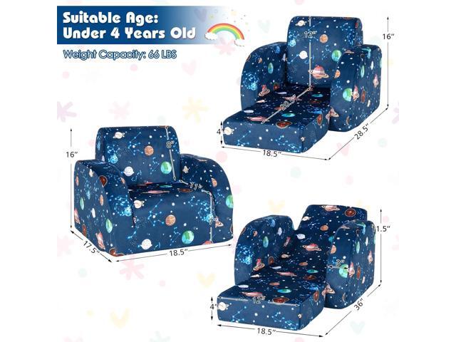 Costzon Kids Couch, 3 in 1 Convertible Flip Open Children's Sofa w/Foam-Padded Seat, Toddler Armrest Chair Bed for Nap Play Sleep, Fold Out Lounger...
