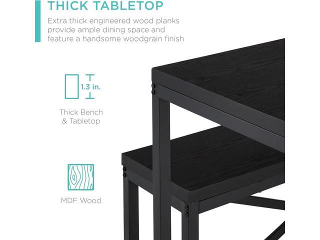 Best Choice Products 45.5in 3-Piece Bench Style Dining Furniture Set, 4-Person Space-Saving Dinette for Kitchen, Dining Room w/ 2 Benches, Table -...