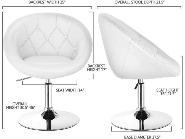 COSTWAY Vanity Chair, Contemporary Height Adjustable Makeup Chair with Chrome Frame, Tufted Round-Back, Modern Swivel Accent Chair for Lounge, Pub,...