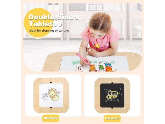 Costzon Kids Table and Chair Set, 3-in-1 Wooden Activity Table with Removable Tabletop, Blackboard & Whiteboard, Storage Space for Arts Crafts...
