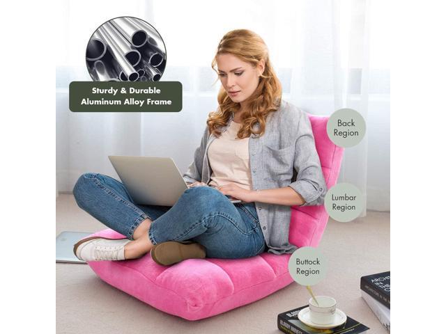 S AFSTAR Cushioned Floor Chair, 14-Position Adjustable Padded Lazy Recliner with Comfortable Back Support and Skin-Friendly Cover, Great for...