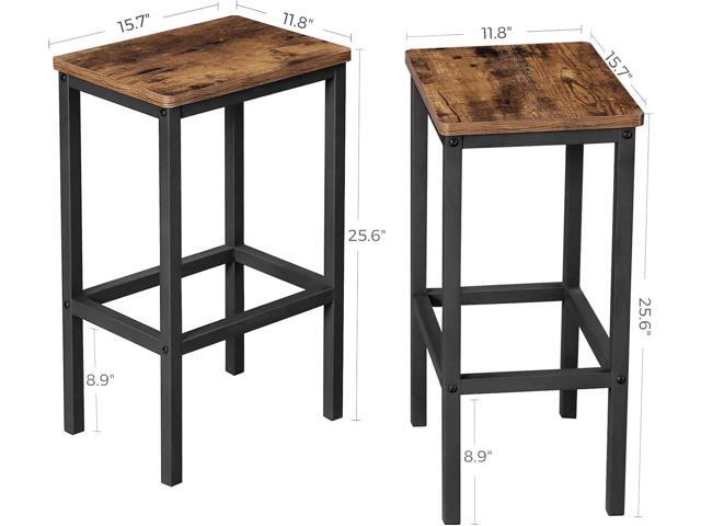 VASAGLE Bar Stools, Set of 2 Bar Chairs, Kitchen Breakfast Bar Stools with Footrest, Industrial in Living Room, Party Room, Rustic Brown and Black...
