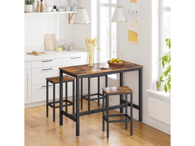 VASAGLE Bar Stools, Set of 2 Bar Chairs, Kitchen Breakfast Bar Stools with Footrest, Industrial in Living Room, Party Room, Rustic Brown and Black...