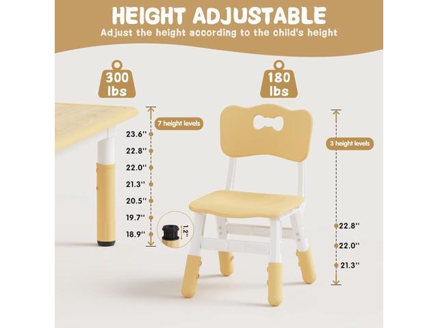 Brelley Kids Table and 6 Chairs Set, Height Adjustable Toddler Desk and Chair Set, Graffiti Desktop, Classroom/Daycare/Home, Children...