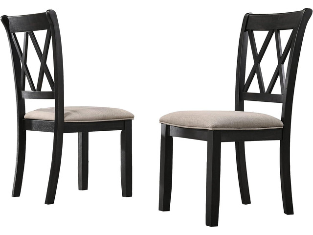 Roundhill Furniture Windvale Fabric Upholstered Dining Chair, Set of 2, Black