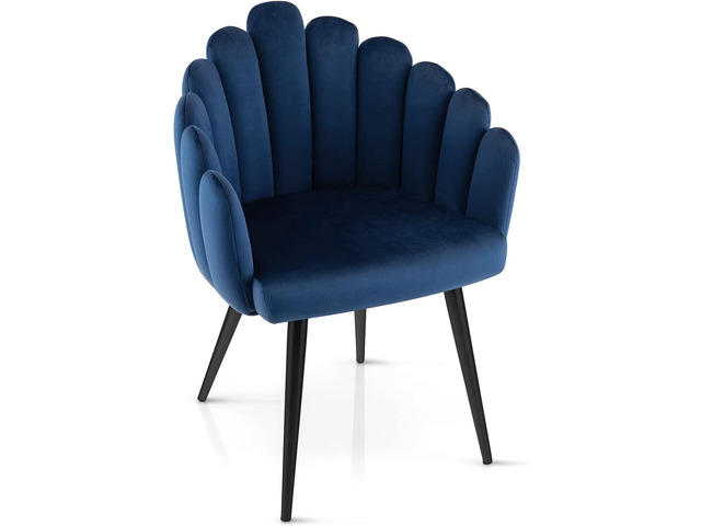 Giantex Modern Mid-Century Dining Chair - Cute Velvet Armchair with 16' High Back, 330lb Capacity, Accent Upholstered Arm Dining Chairs for...