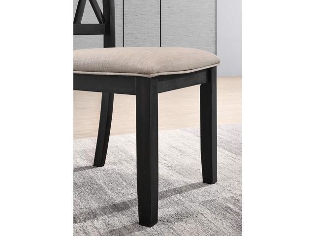 Roundhill Furniture Windvale Fabric Upholstered Dining Chair, Set of 2, Black