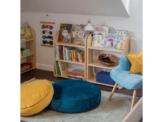 Velvet Floor Pillows Round Chair Cushion Couch Throw Pillow Soft Pouf Seat Mattress Bean Bag for Reading Nook Play Room (25.6', Teal)