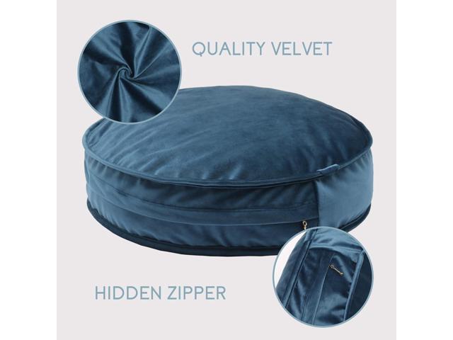 Velvet Floor Pillows Round Chair Cushion Couch Throw Pillow Soft Pouf Seat Mattress Bean Bag for Reading Nook Play Room (25.6', Teal)