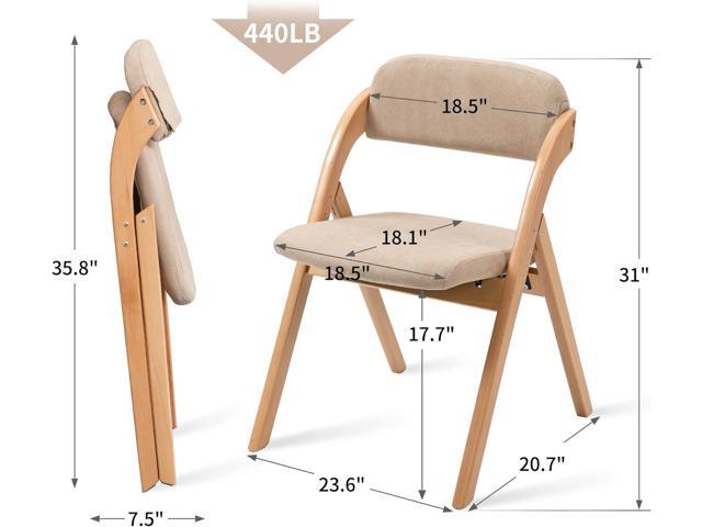 HOMEFUN Folding Chairs with Padded Seats, Wooden Stackable Dining Chair Set of 2 with Removable Cover Extra for Guests Kitchen Office Wedding Party...