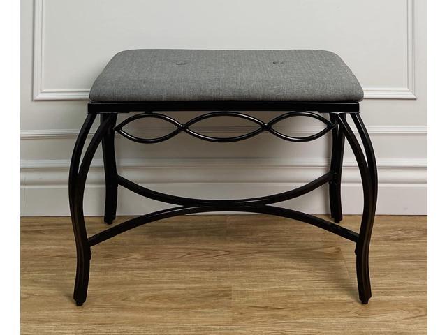 Mango Steam Heather Gray Shoe Bench - Vanity Seat for Makeup Room, Dressing Stool, Entryway Bench - Powder Coated, Upholstered, Space Saving