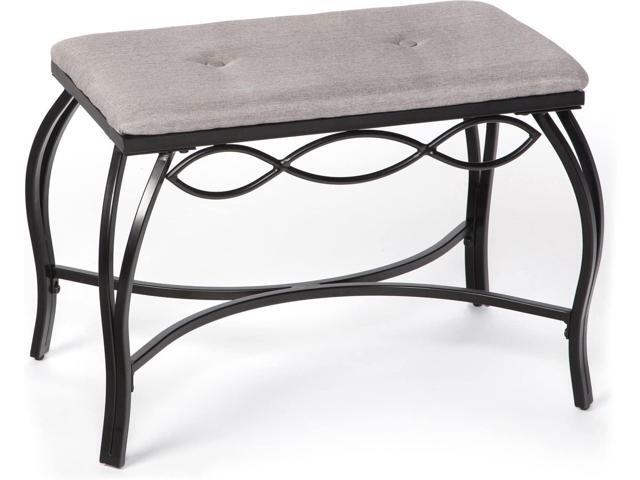 Mango Steam Heather Gray Shoe Bench - Vanity Seat for Makeup Room, Dressing Stool, Entryway Bench - Powder Coated, Upholstered, Space Saving