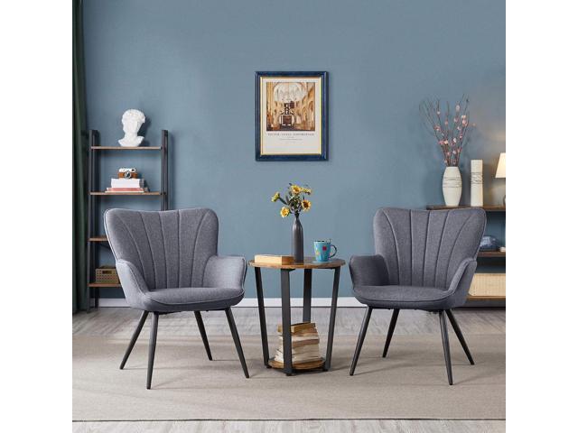 Yaheetech Accent Chair, Modern and Elegant Armchair, Linen Fabric Living Room Chair Vanity Chair with Metal Legs and High Back for Living Room...