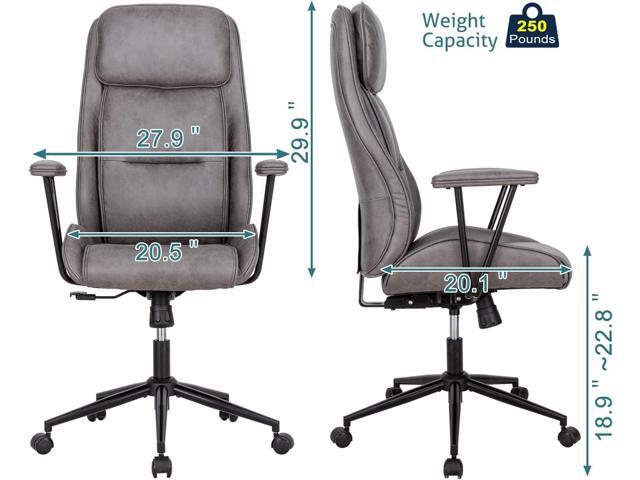 High Back Office Desk Chair,Ergonomic Reclining Office Chair,Modern Swivel Computer Chair,Conference Room Chairs,Grey Leather Chair with Lumbar...