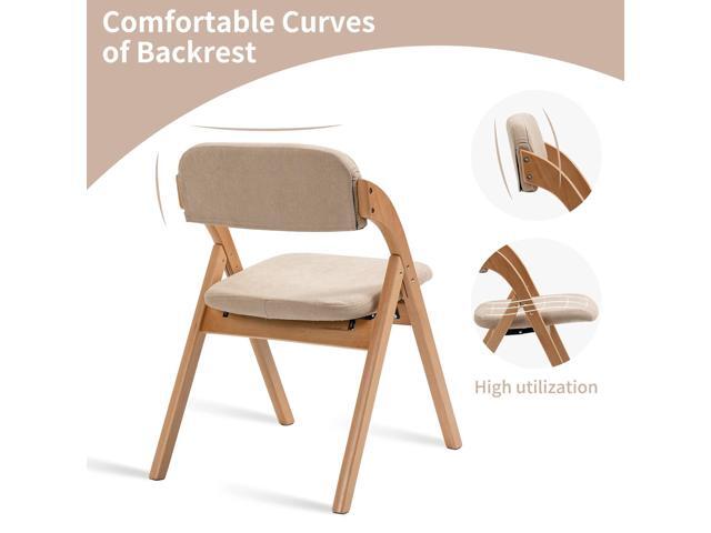 HOMEFUN Folding Chairs with Padded Seats, Wooden Stackable Dining Chair Set of 2 with Removable Cover Extra for Guests Kitchen Office Wedding Party...