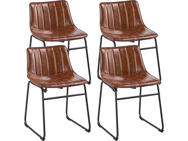 Yaheetech 18' PU Leather Dining Chairs Armless Chairs Indoor/Outdoor Kitchen Dining Room Chairs with Metal Legs Upholstered, Set of 4, Brown,...