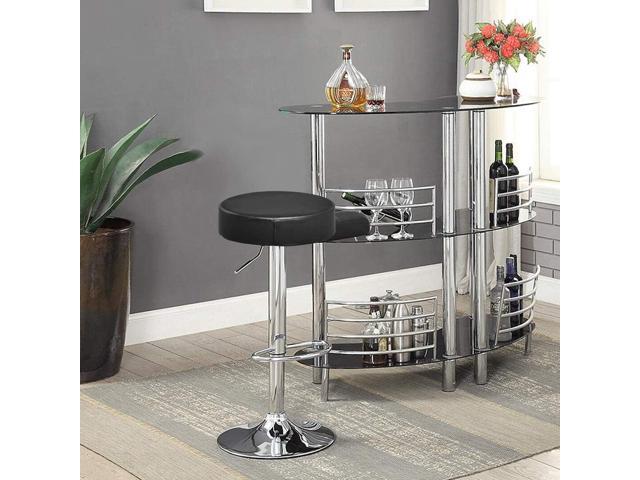 COSTWAY Bar Stool, Modern Swivel Backless Round Barstool, PU Leather Armless bar Chair with Height Adjustable, Chrome Footrest, Sturdy Metal Frame...
