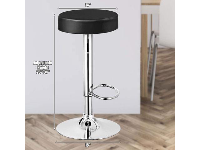 COSTWAY Bar Stool, Modern Swivel Backless Round Barstool, PU Leather Armless bar Chair with Height Adjustable, Chrome Footrest, Sturdy Metal Frame...