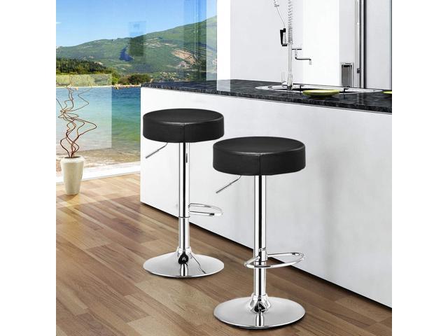 COSTWAY Bar Stool, Modern Swivel Backless Round Barstool, PU Leather Armless bar Chair with Height Adjustable, Chrome Footrest, Sturdy Metal Frame...