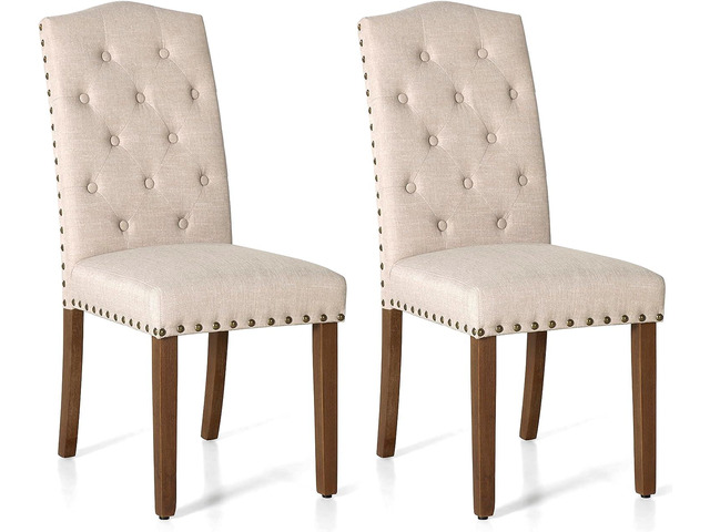 MAISON ARTS Tufted Dining Chairs Set of 2, Parsons Diner Chairs Upholstered Fabric Dining Room Chairs with High Back Side Chair Padded Dining...