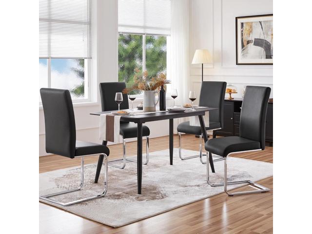Yaheetech Dining Chairs Set of 4 Modern Faux Leather Upholstered Dining Room Chairs with High Back and Metal Chrome Legs for Kitchen/Living...