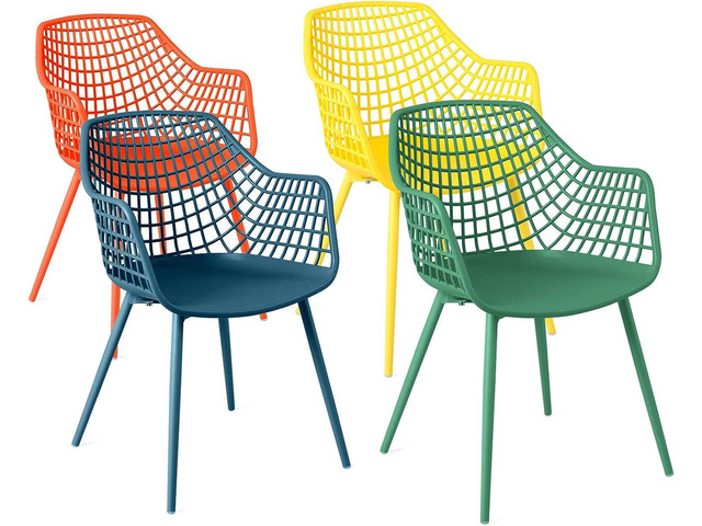 Costzon Kids Chair, 4-Piece, Child-Size Chairs with Curved Backrest, Ergonomic Armrests, Metal Legs & Anti-Slip Foot Pads, Toddler Furniture for...