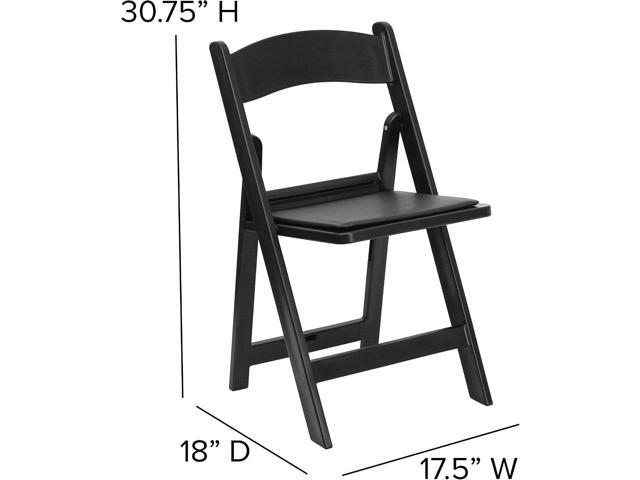 EMMA + OLIVER Folding Chair - Black Resin 4 Pack 800LB Weight Capacity Comfortable Event Chair - Light Weight Folding Chair