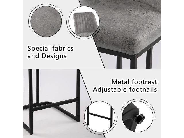 LSSPAID Bar Stools Set of 4, Upholstered Fabric Counter Height Barstools, 24.8 inch Modern Kitchen Island Chairs with Footrest and Black Metal...
