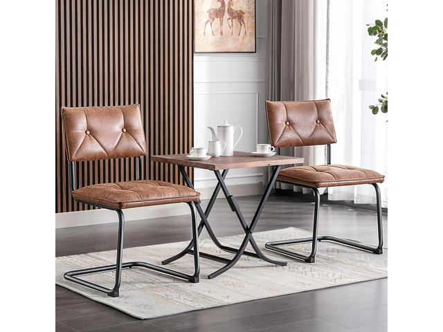 BV Dining Chair Set of 2, Vintage Suede Mid Century Dining Chair, Suede Fabric Chairs with Metal Chrome Legs for Kitchen, Dining Room, Living Room,...