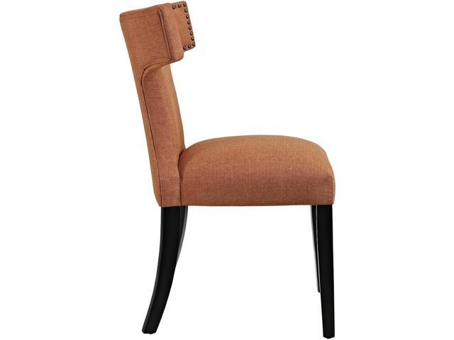 Modway Curve Mid-Century Modern Upholstered Fabric with Nailhead Trim in Orange, One Chair