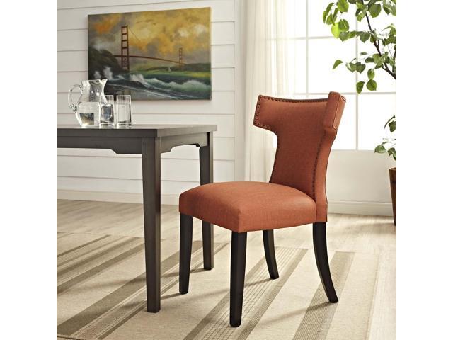 Modway Curve Mid-Century Modern Upholstered Fabric with Nailhead Trim in Orange, One Chair