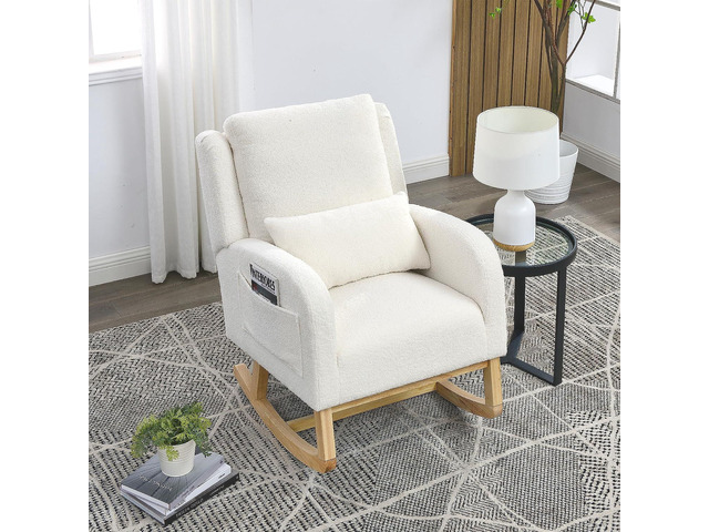 Morhome Modern Tufted Accent Rocking Chair, Upholstered Nursery Glider Rocker with High Backrest for Baby and Kids, Set of 1, Beige, Welcome to...