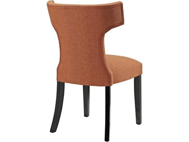 Modway Curve Mid-Century Modern Upholstered Fabric with Nailhead Trim in Orange, One Chair