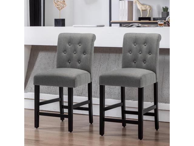 GOTMINSI 24inch Counter Height Bar Stool, Set of 4 Counter Height Chairs for Kitchen Island Upholstered Back Bar Chairs Fabric Barstool with Button...