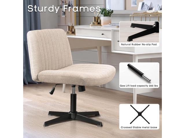 PUKAMI Armless Office Desk Chair No Wheels,Fabric Padded Modern Swivel,Height Adjustable Wide Seat Computer Task Vanity Chair for Home Office,Mid...