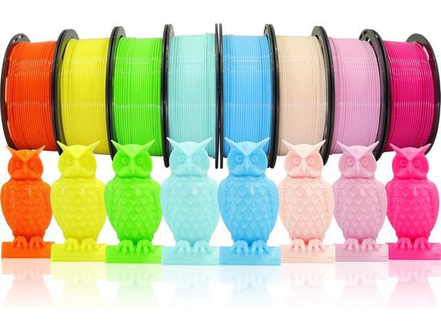 1.75mm 3D Printer PLA Filament 8 Colors Bundle: Pink, Yellow, Orange, Lime Green, Sky Blue, Cyan, Beige, Rose Red, 8 Spools Packed, Each 250g,...