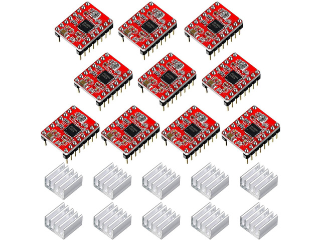 Photect 10 Pieces Stepper Motor Driver Module with Heat Sink Compatible with Stepstick Stepper A4988 3D Printer Reprap, CNC Machine or Robotics