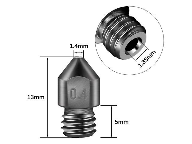 [5pcs/Pack] Hardened Steel Tool High Temperature Pointed Wear Resistant Nozzles 0.4 mm/1.75 mm 3D Printer Compatible with Makerbot, Creality CR-10...