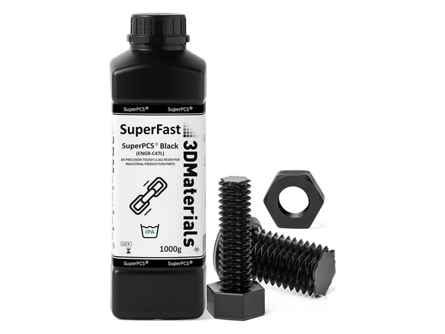 SuperPCS 3D Printer Resin, Toughest and Fastest, 50um 1.8GPa Print in 1.5 sec, Made in Korea by 3DMaterials (1000g, Black)