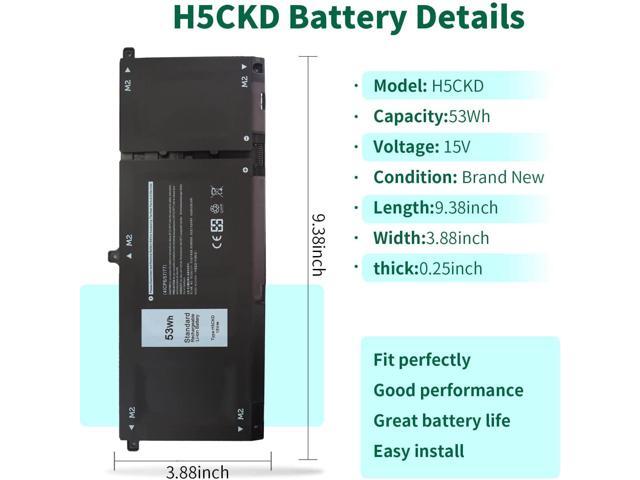 53Wh H5CKD 15V Battery Replacement for Dell Inspiron 5400 5406 7405 7300 7306 7500 7506 2-in-1 Silver 5300 5301 5401 5402 5408 5409 5501 5502 5508...