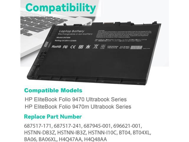 TREE. NB BT04XL Laptop Battery for HP EliteBook Folio 9470 9480 9470M 9480M Ultrabook Series H4Q47AA HSTNN-IB3Z HSTNN-I10C BT04 BA06 BA06XL MC04...